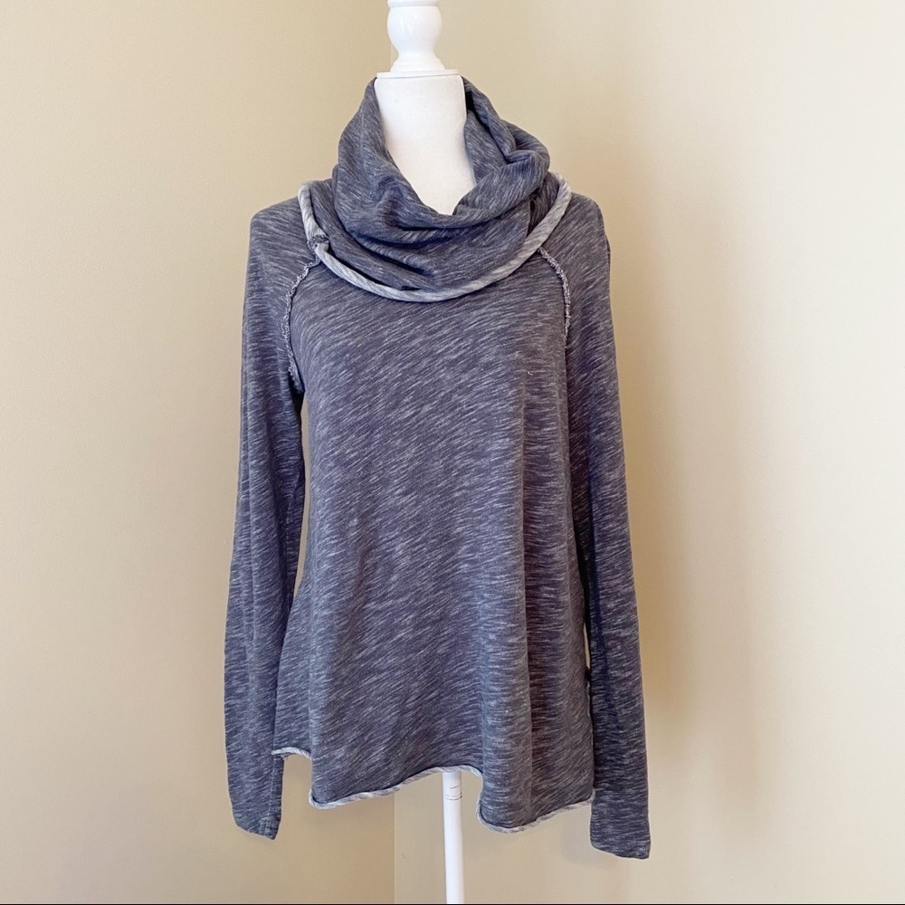 Free People Beach Oversized Cowl Neck Cotton Pullover Top - XS/S
